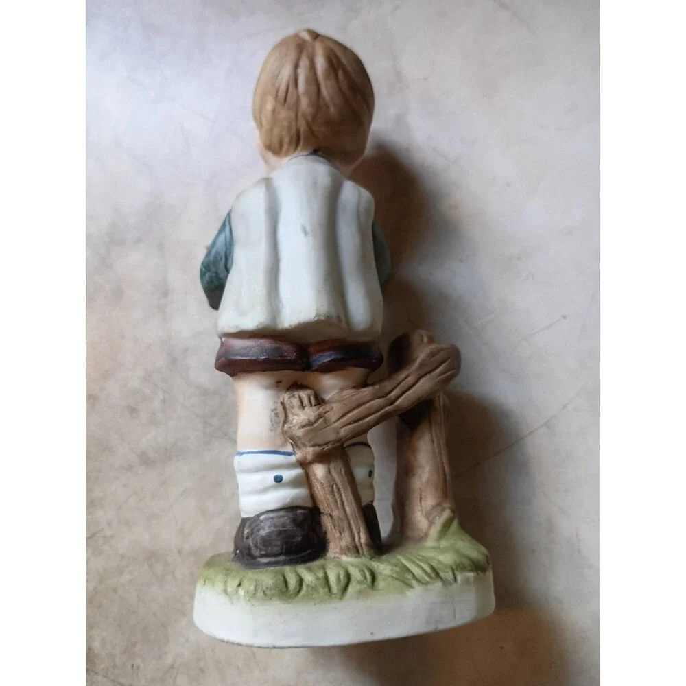 Vintage UCGC Korea Porcelain Figurine Set Boy Reading & Girl Watering Flowers